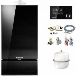 Buderus GB182i Logaplus Gas-Brennwert Heizungspaket W42S Mit Regelung RC310 In Schwarz, 14 KW
