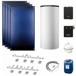 Buderus Solaranlage Logaplus S94 - 4 Kollektoren (10,2m²) SKT1.0-s Mit Pufferspeicher PNR750 Weiß Und Frischwasserstation - 7739610790