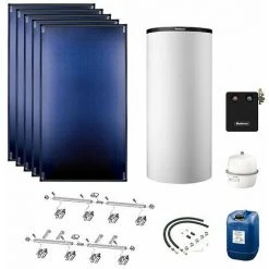 Buderus Solaranlage Logaplus S90 - 5 Kollektoren (15,3m²) SKT1.0-s Mit Kombispeicher Logalux P750 S Weiß - 7739612894