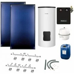 Buderus Solaranlage Logaplus S86 - 2 Kollektoren (5,1m²) SKT1.0-s Mit Solarspeicher Logalux SM300-C Weiß - 7739602996
