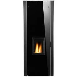 Buderus Pelletofen Logastyle Lamina Wassergeführt - Verkleidung Stahl Schwarz - Nennwärmeleistung 9,3 KW