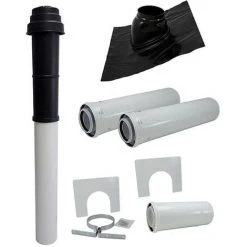 Buderus Abgaspaket DO - Schwarz - Für GB172T / GB162 / GB 172 - Mit Ziegel Und 2 X 1 M Steigrohr - 7736614902