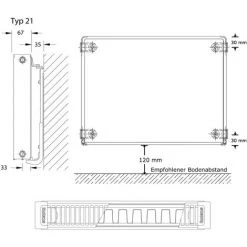 Kompakt-Heizkörper Buderus Logatrend C-Plan H 500 Mm L 1400 Mm Typ 21 - 1232/793 Watt -BUDERUS GESCHÄFT 9177639 5