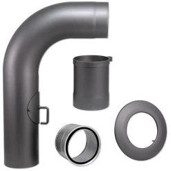 Buderus Abgasrohr-Set Ø 150 Mm Für Kaminofen - Gussgrau Lackiert - 4-teilig - Mit Tür Und Drosselklappe