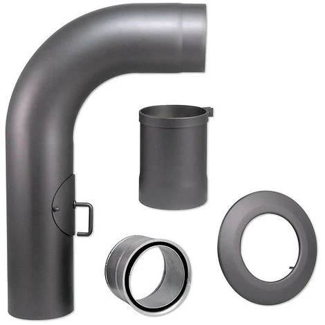 Buderus Abgasrohr-Set Ø 150 Mm Für Kaminofen - Gussgrau Lackiert - 4-teilig - Mit Tür Und Drosselklappe 3 Buderus Abgasrohr-Set Ø 150 Mm Für Kaminofen - Gussgrau Lackiert - 4-teilig - Mit Tür Und Drosselklappe
