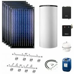 Buderus Solaranlage Logaplus S77 - 5 Kollektoren (11,85m²) SKN4.0-s Mit Pufferspeicher PNR750 Weiß Und Frischwasserstation - 7739610782