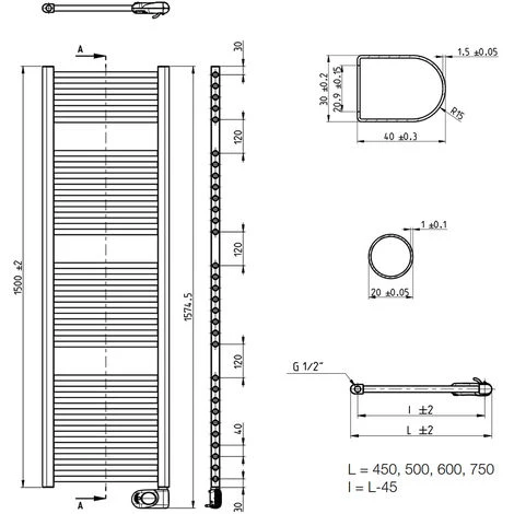 Elektro-Badheizkörper Buderus Therm Direct E Mit Raumtemperaturregler - Höhe 1.500 Mm X Breite 450 Mm 4 Elektro-Badheizkörper Buderus Therm Direct E Mit Raumtemperaturregler - Höhe 1.500 Mm X Breite 450 Mm – Bild 2